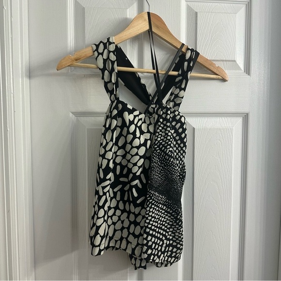 Hunter Bell Blouse Halter Ruffle Black White Dainty Size Extra Small - Picture 4 of 6